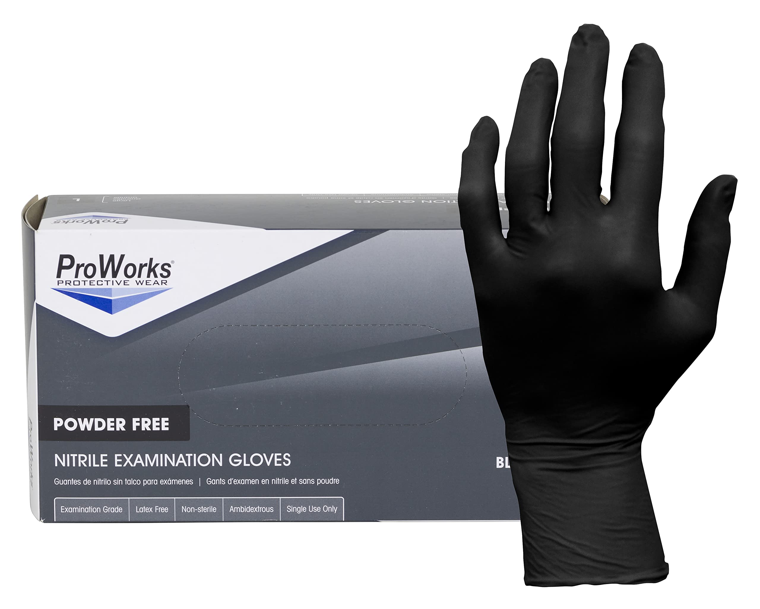 NITRILE POWDER FREE LARGE EXAM GLOVES 100/10 5 MIL BLACK
